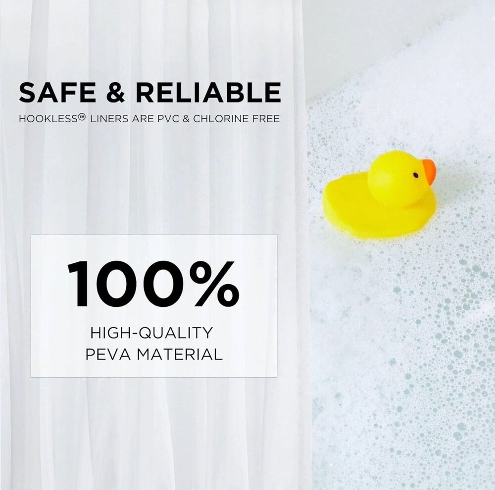 NEW Hookless It'S a Snap! Plastic PEVA Snap In Replacement Shower Curtain Liner - Picture 10 of 12